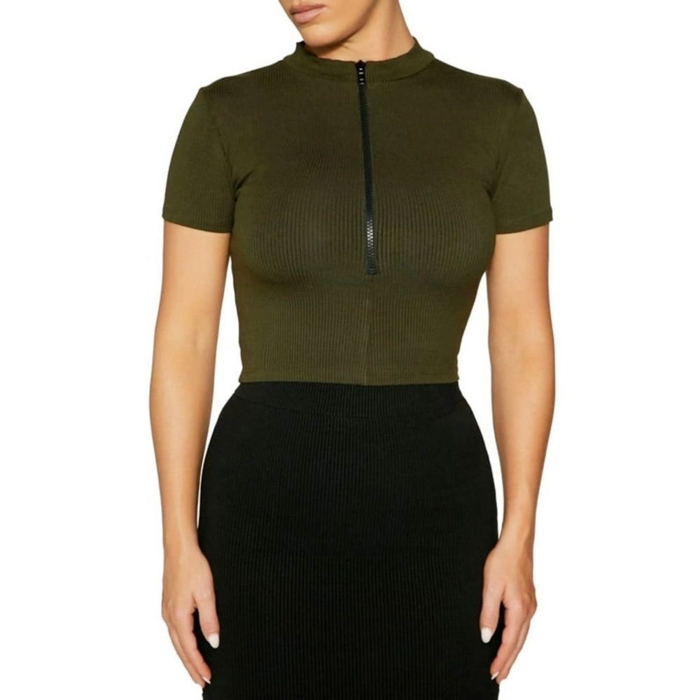 NWT Naked Wardrobe Womens Snatched To The T Crop Top - Picture 1 of 8
